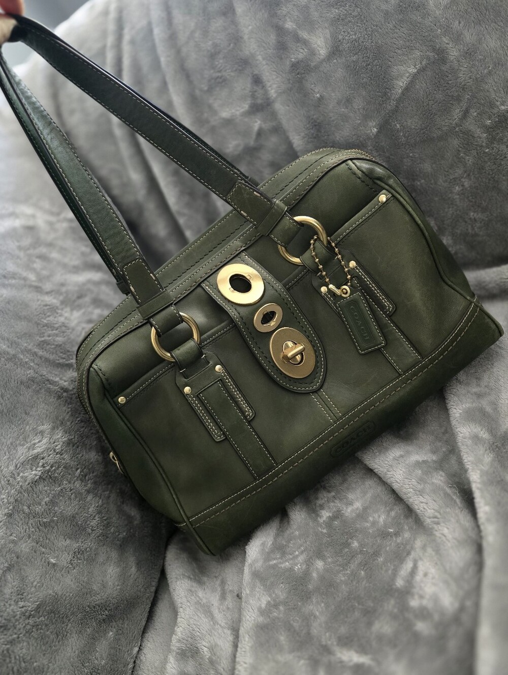 Olive Green Women's Leather Satchel Bag